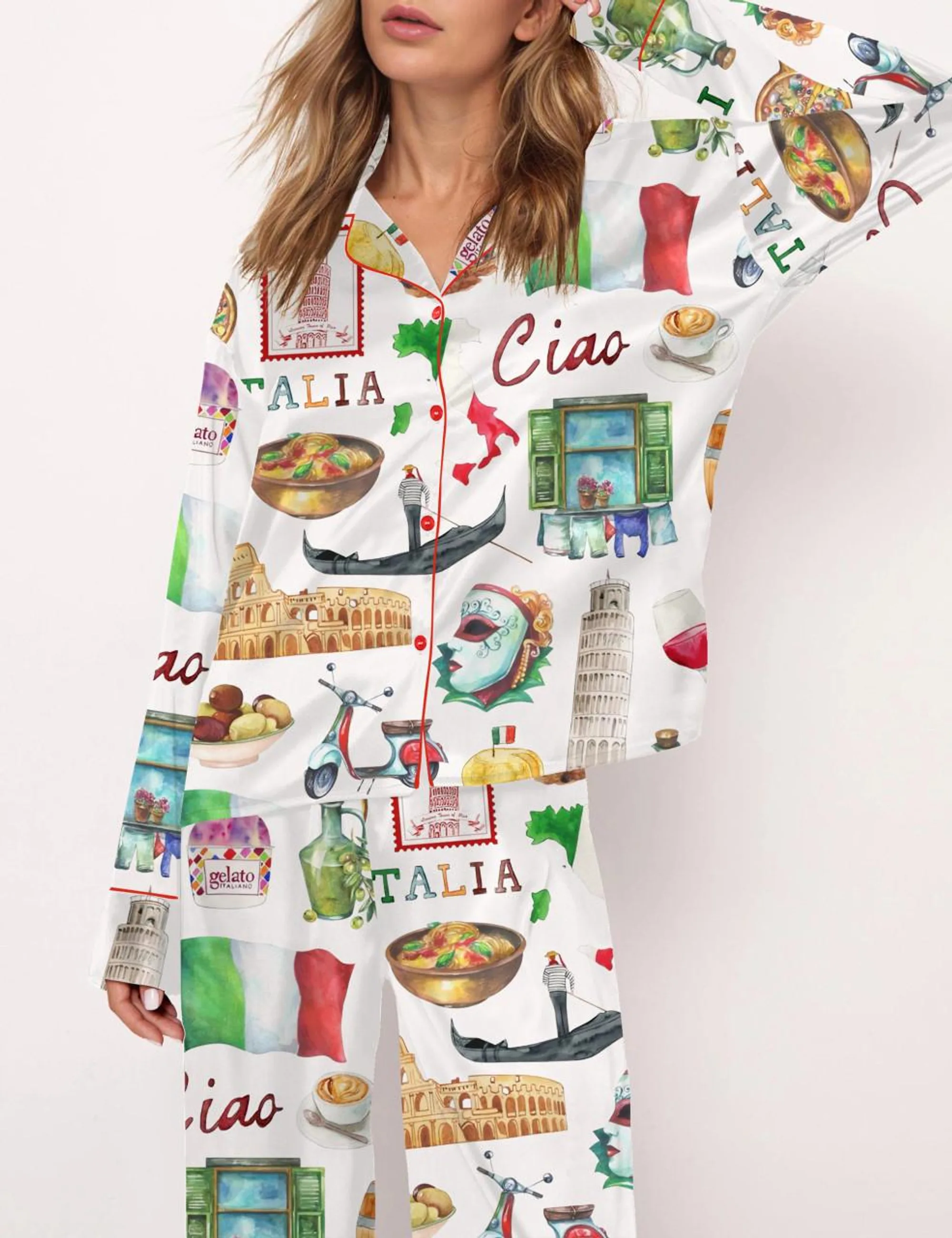 Rome Italy Travel Jubilee Silk Satin Pajama Set For Women