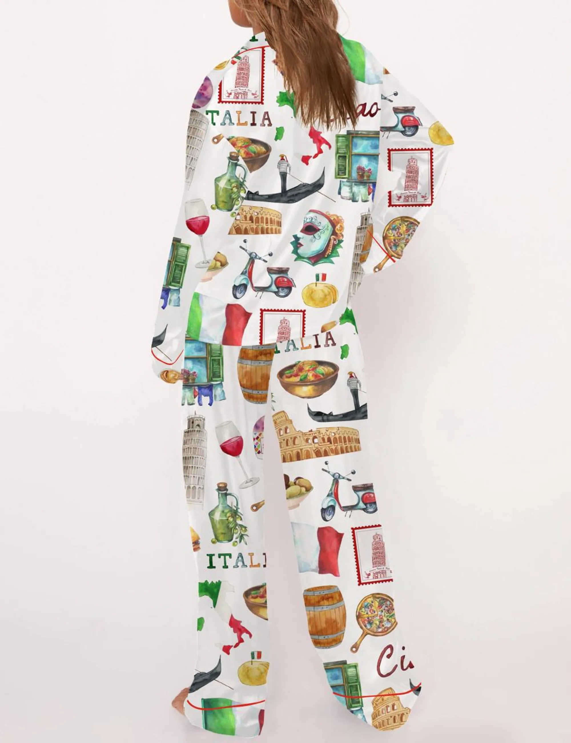 Rome Italy Travel Jubilee Silk Satin Pajama Set For Women