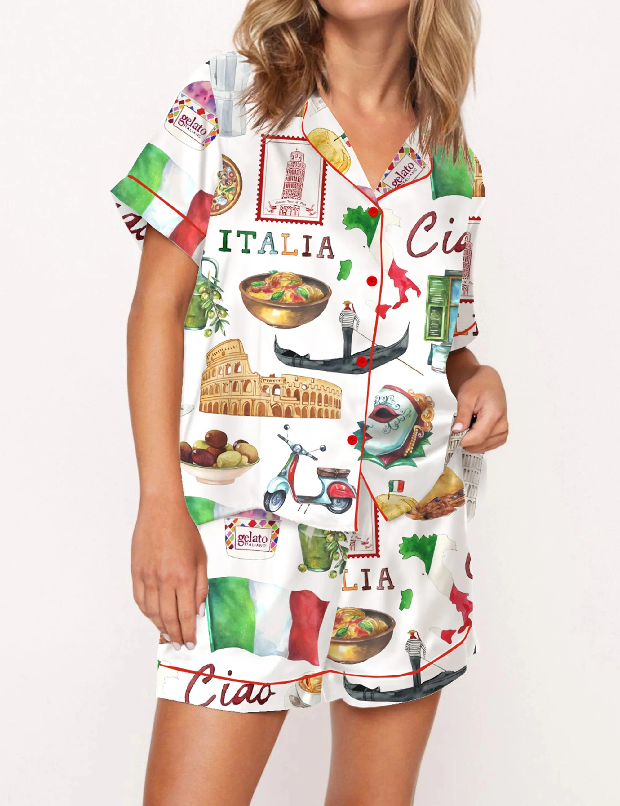 Rome Italy Travel Jubilee Silk Satin Pajama Set For Women