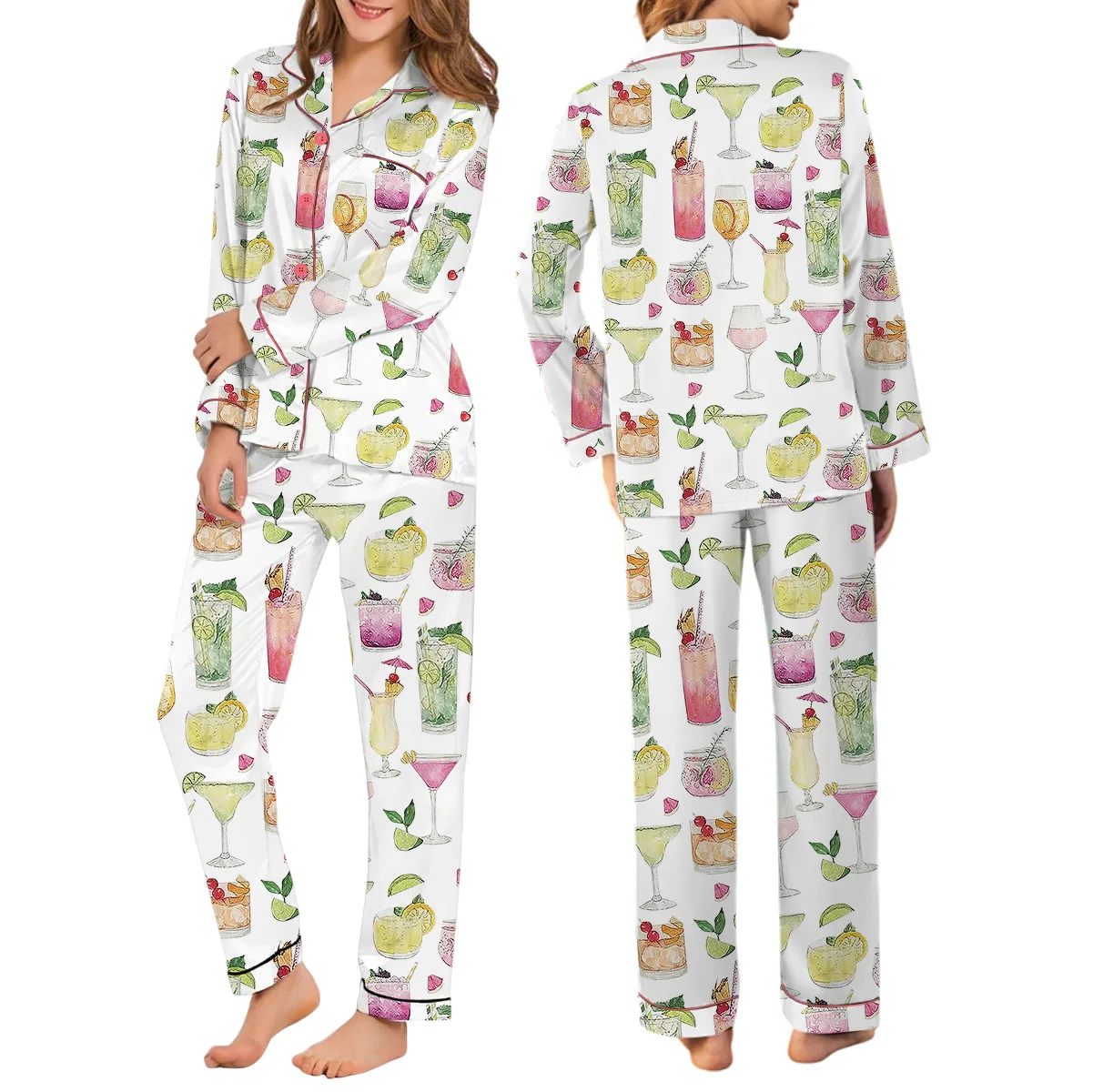 Summer Cocktail Satin Pajamas Set For Women
