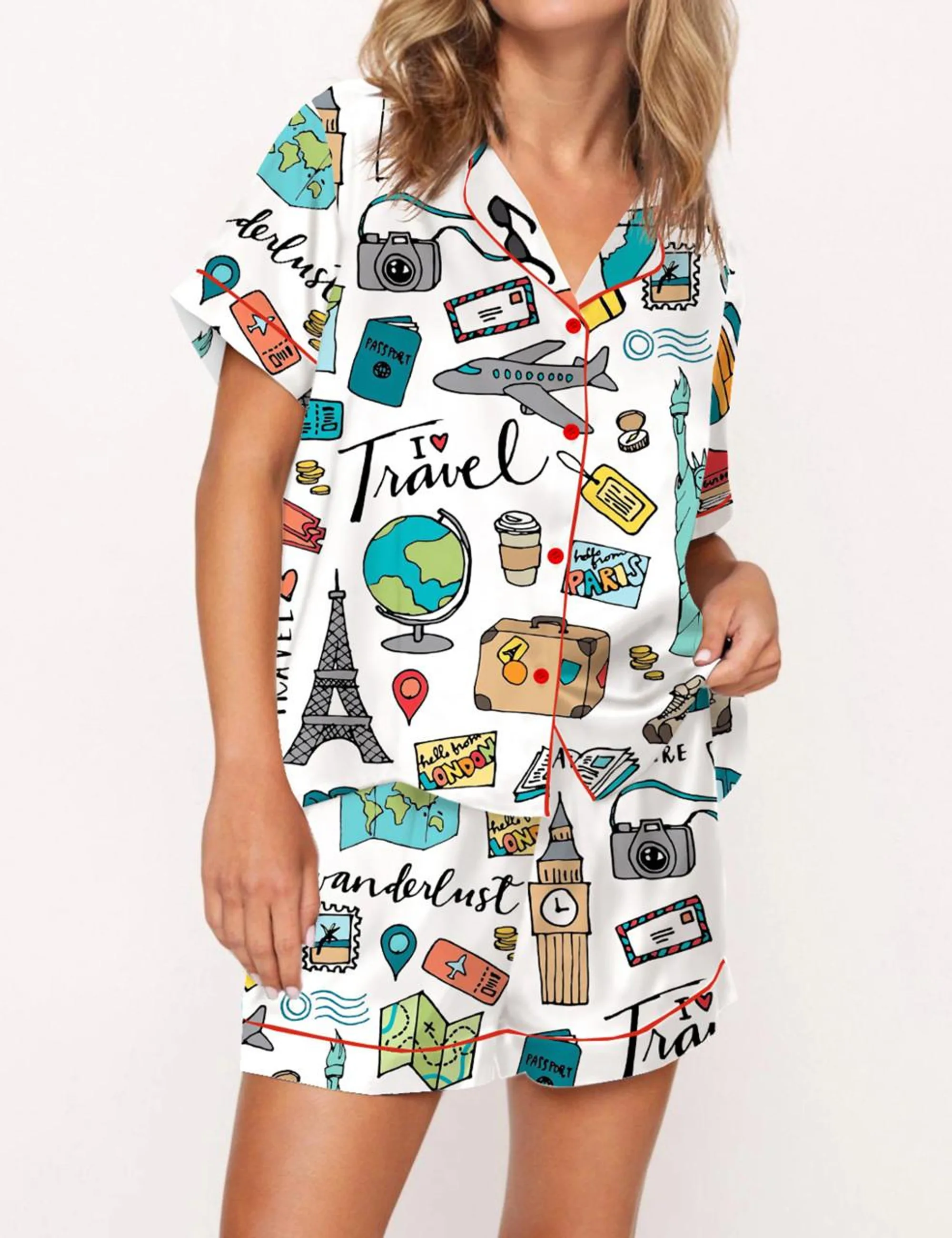 Travel Silk Satin Pajama Set For Women