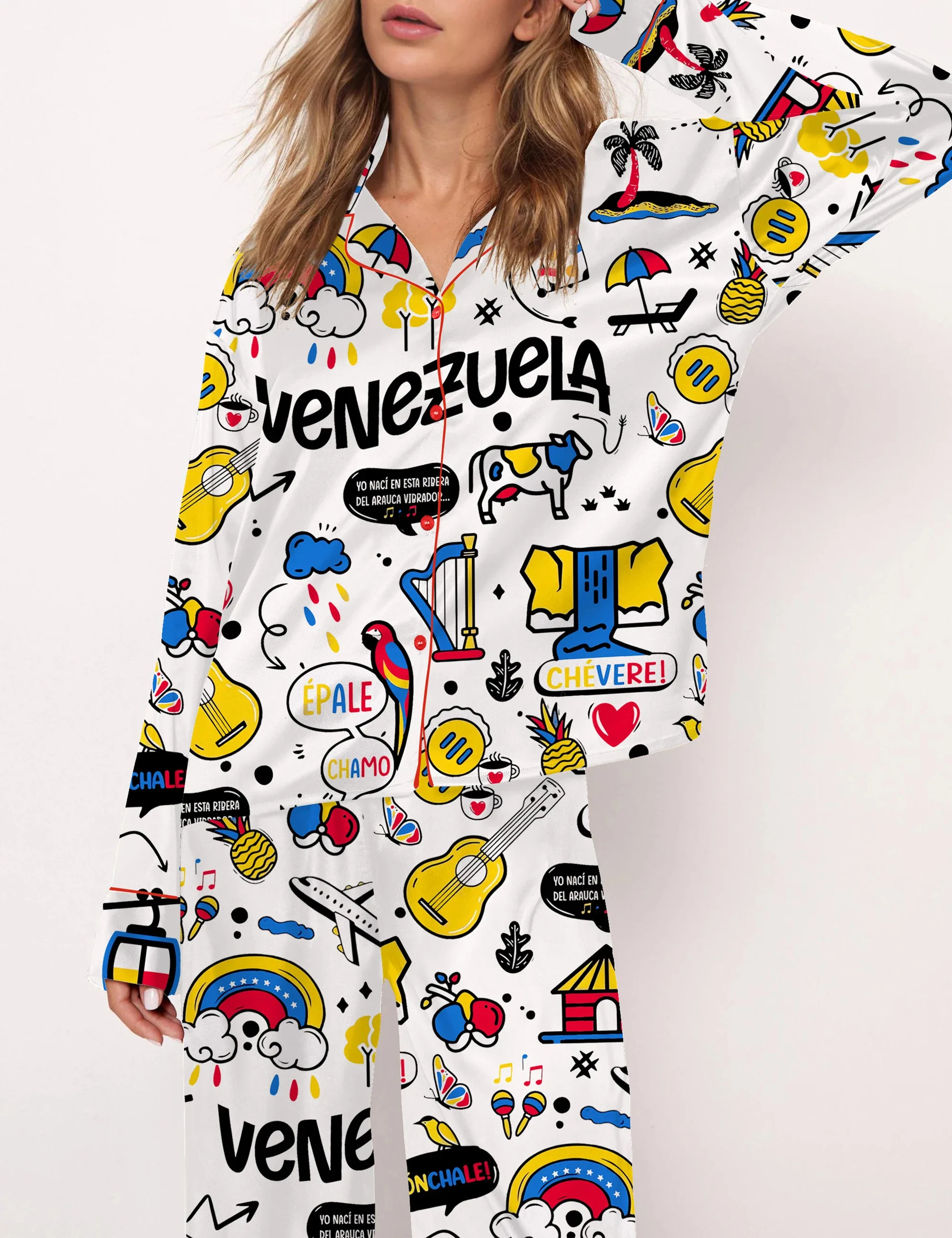 Venezuela Silk Satin Pajama Set For Women