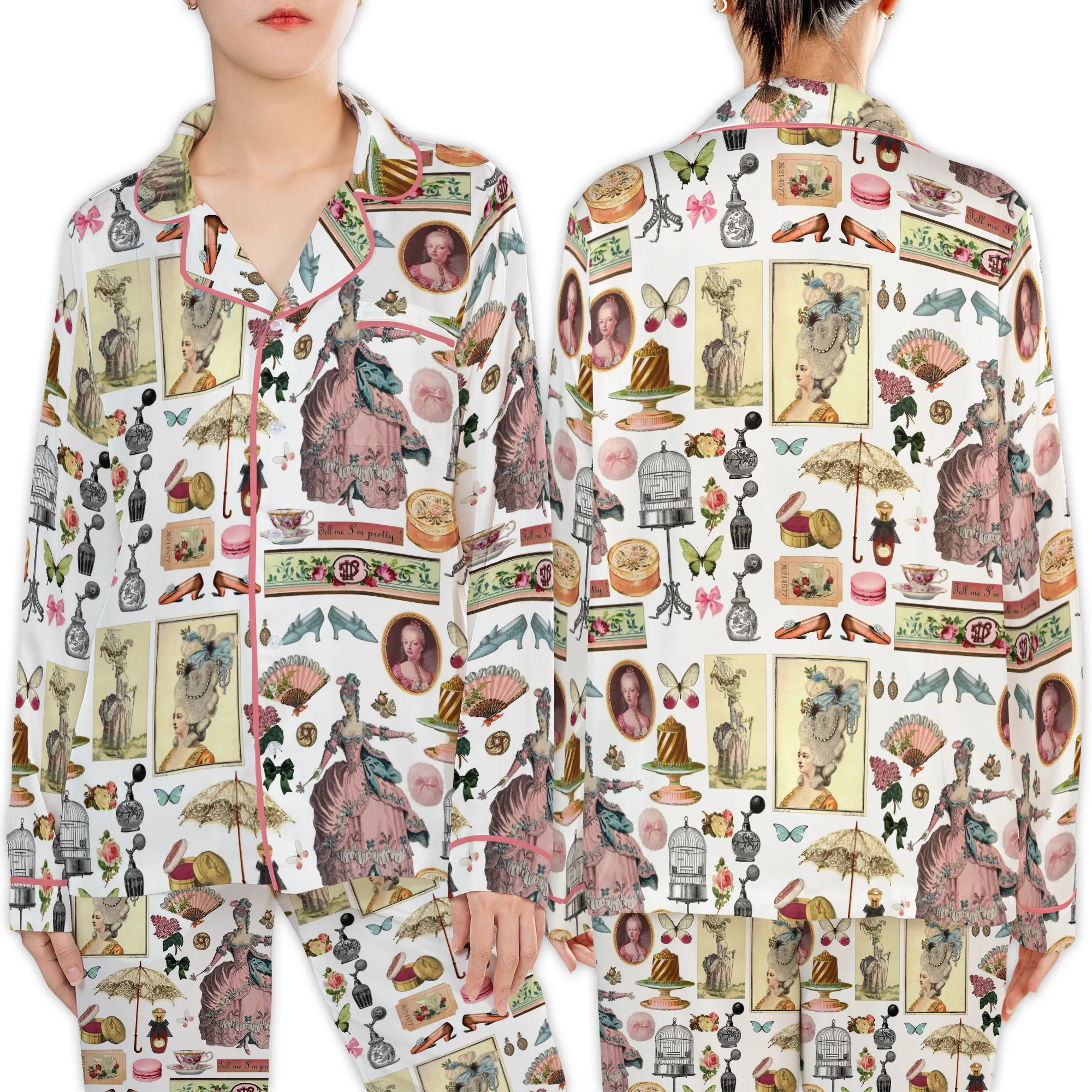 Vintage Silk Satin Pajama Set For Women