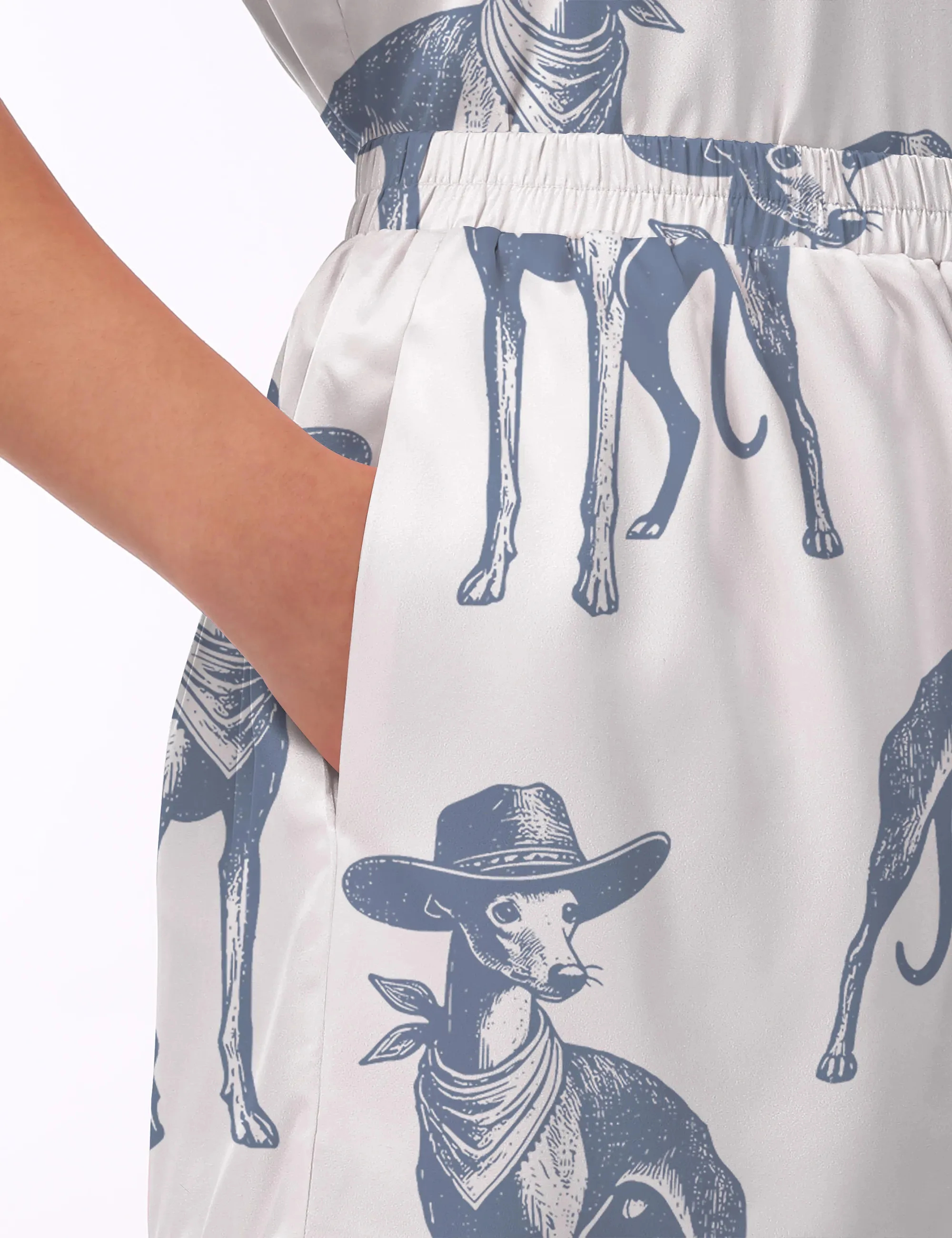 Whippet Dog Vintage Silk Satin Pajama Set For Women