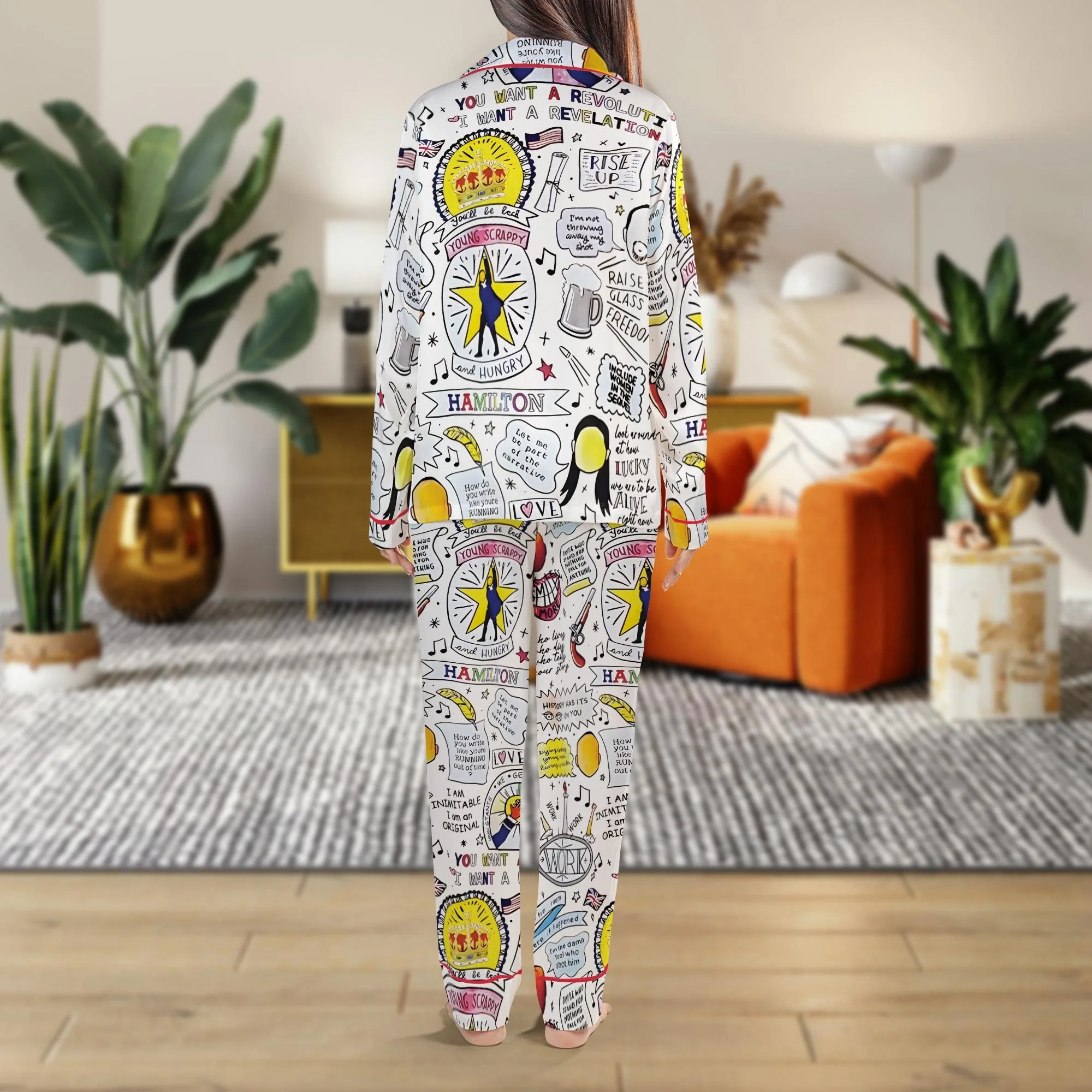 Hamilton Musical Silky Satin Pajama Set For Women