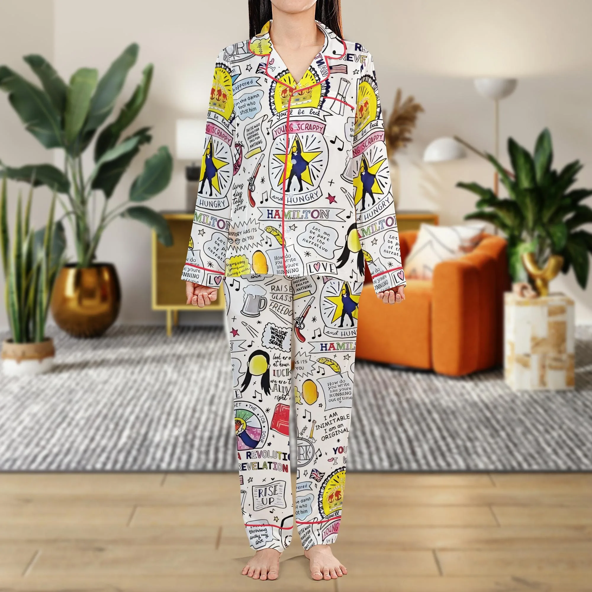Hamilton Musical Silky Satin Pajama Set For Women