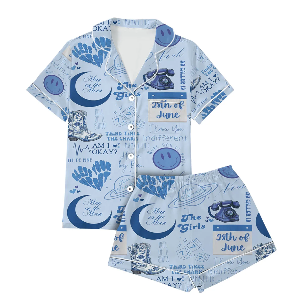 Am I Okay Satin Pajamas Set For Women