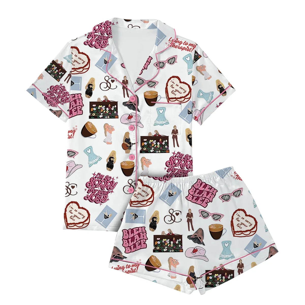 Bleh Blah Blee Satin Pajamas Set For Women
