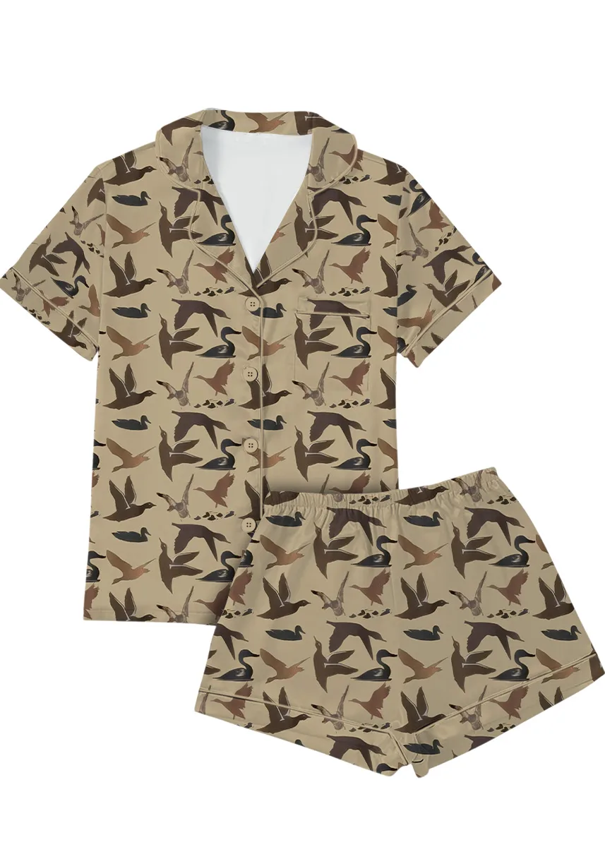 Duck Hunting Satin Pajamas Set For Women