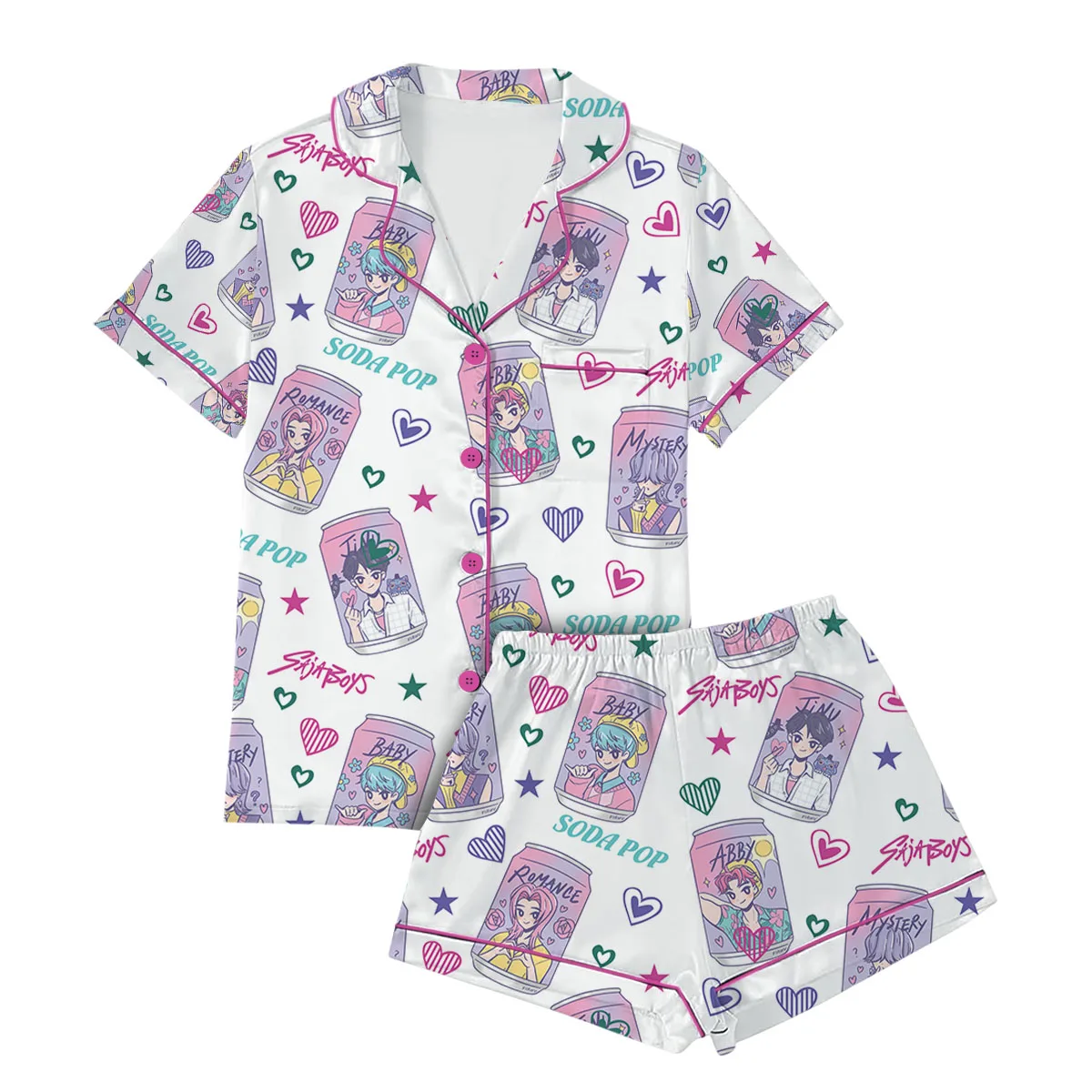 Kpop Soda Pop Satin Pajamas Set For Women