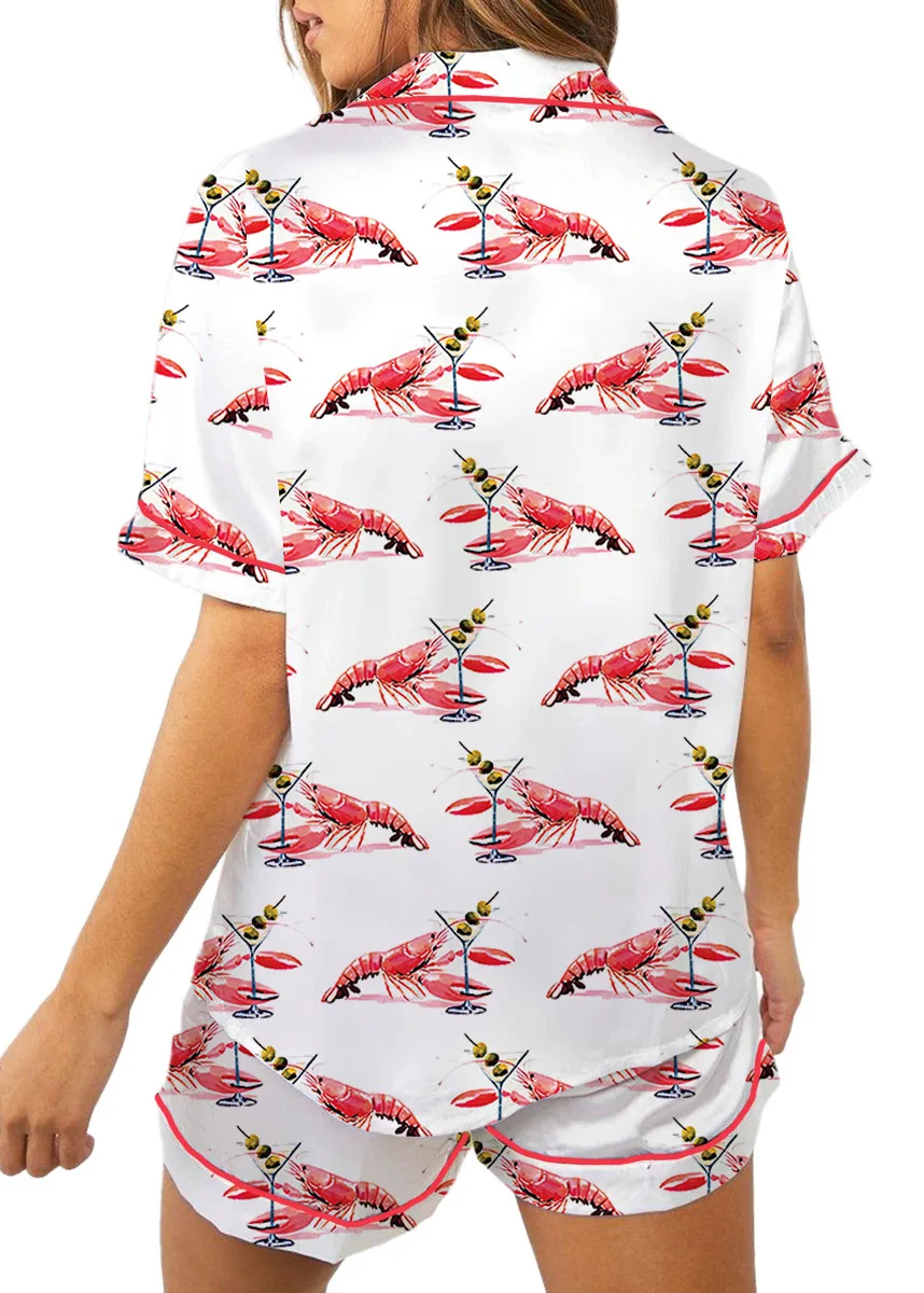 Women’s Lobster Dirty Martini Satin Pajama Set For Women