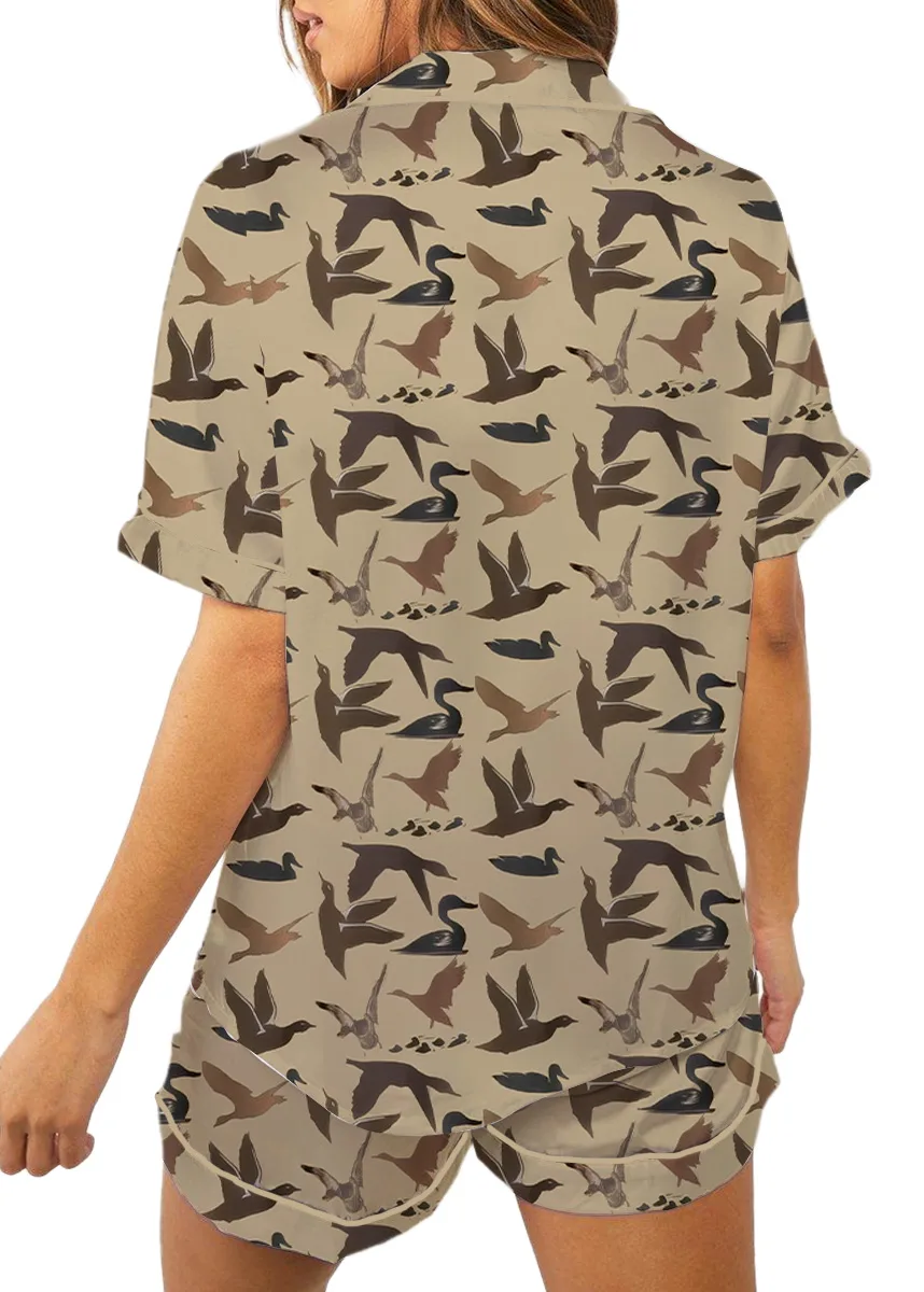 Duck Hunting Satin Pajamas Set For Women