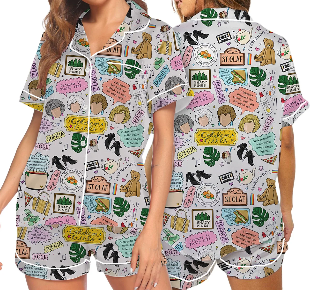 Shady Pines Retirement Home Satin Pajamas Set For Women
