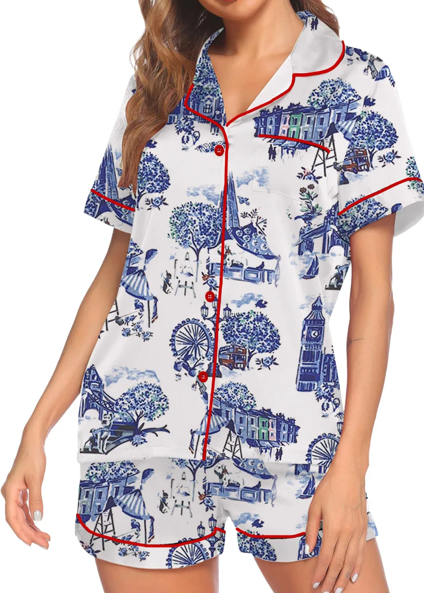 Christmas In London Winter Travel London Vibes Satin Pajama Set