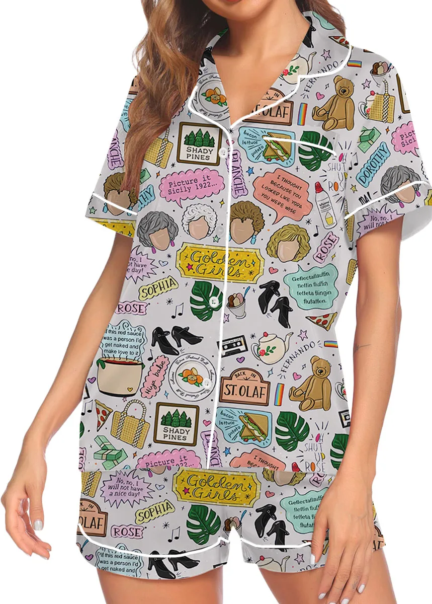 Shady Pines Retirement Home Satin Pajamas Set For Women