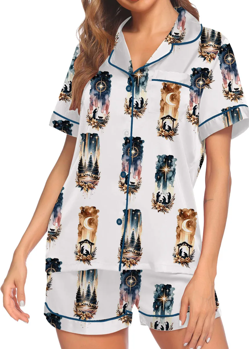 Christmas A Savior Silky Satin Pajamas Set