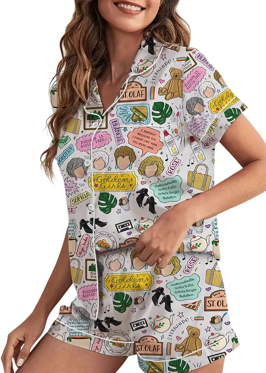 Shady Pines Retirement Home Satin Pajamas Set For Women