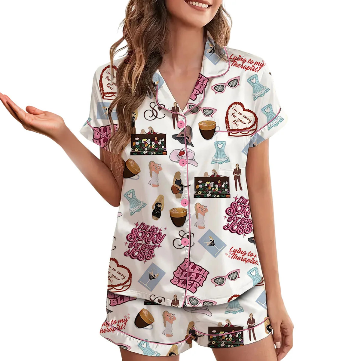 Bleh Blah Blee Satin Pajamas Set For Women