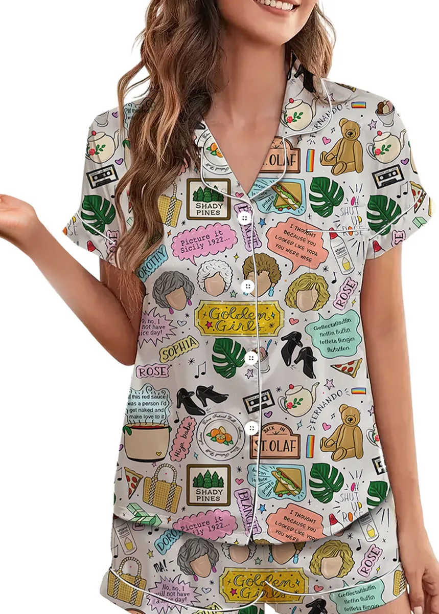 Shady Pines Retirement Home Satin Pajamas Set For Women