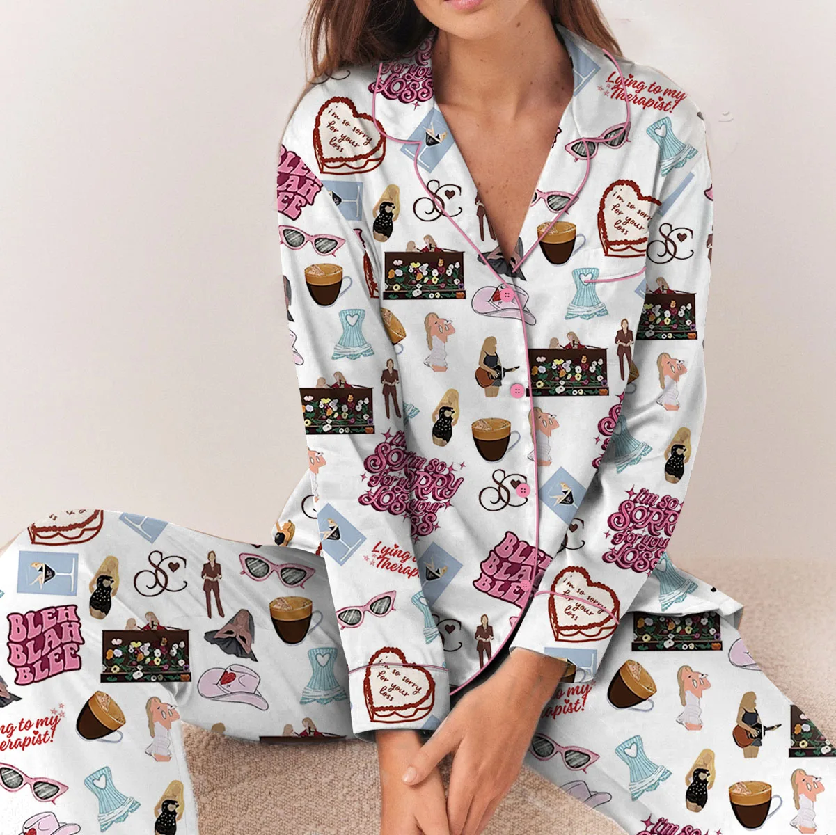 Bleh Blah Blee Satin Pajamas Set For Women