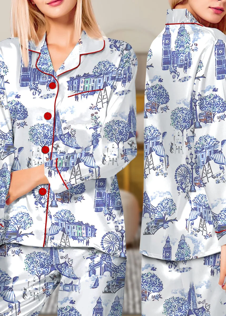 Christmas In London Winter Travel London Vibes Satin Pajama Set