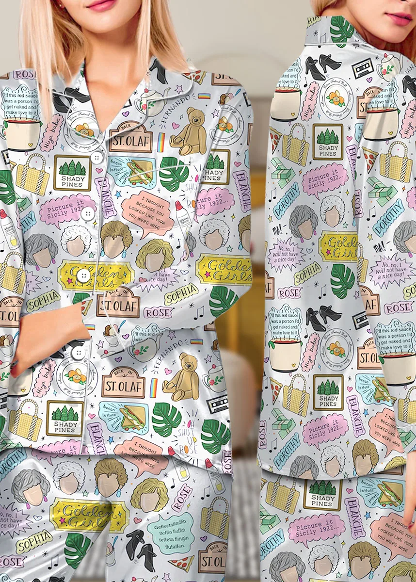 Shady Pines Retirement Home Satin Pajamas Set For Women
