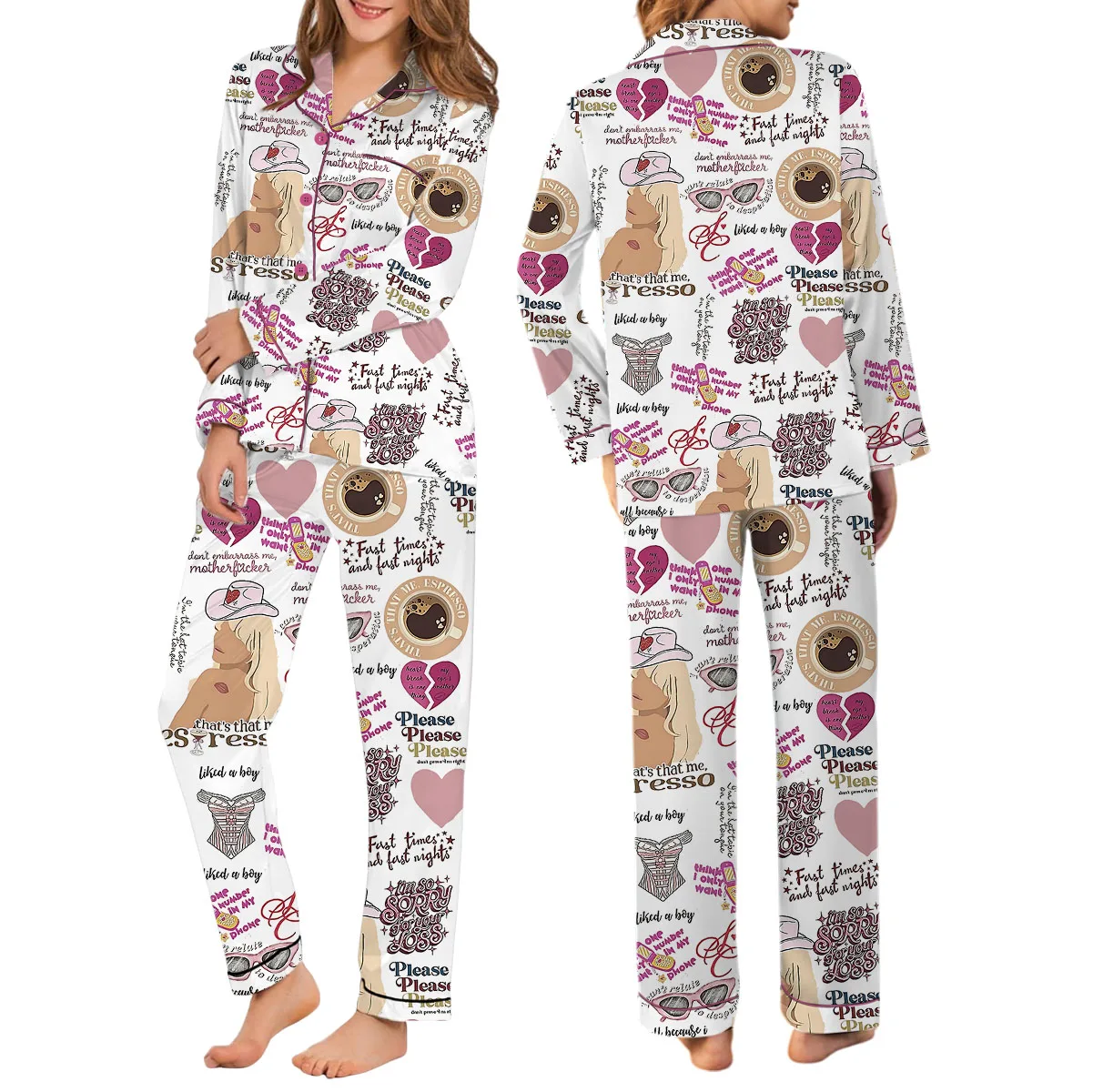 Espresso Song Satin Pajamas Set For Women