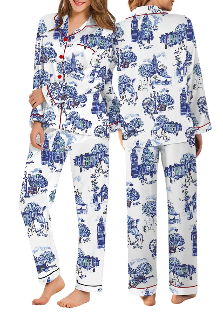 Christmas In London Winter Travel London Vibes Satin Pajama Set