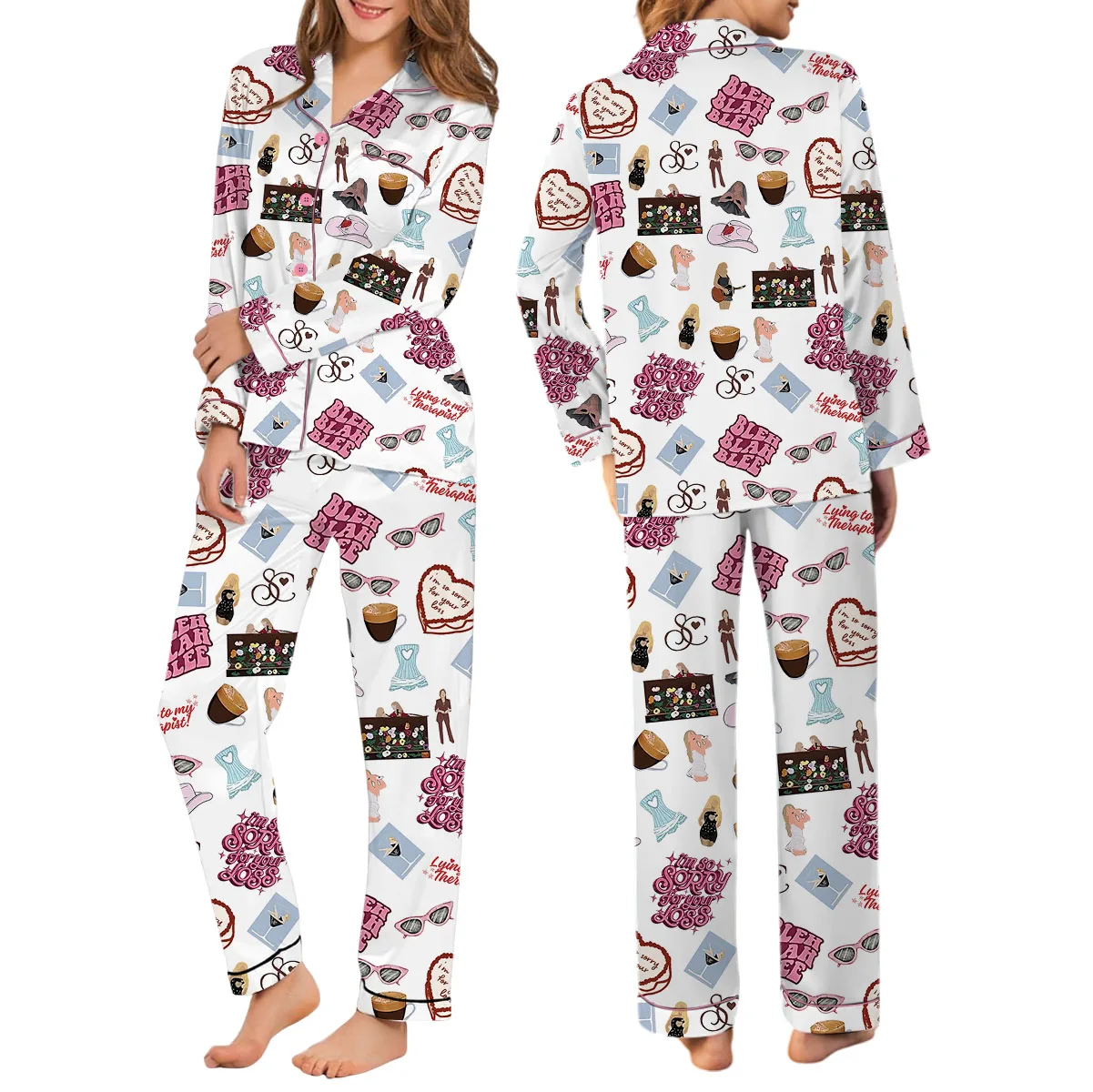 Bleh Blah Blee Satin Pajamas Set For Women