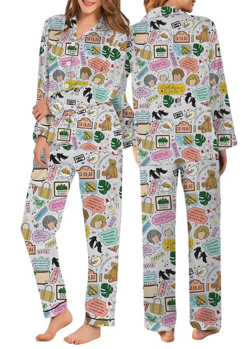 Shady Pines Retirement Home Satin Pajamas Set For Women