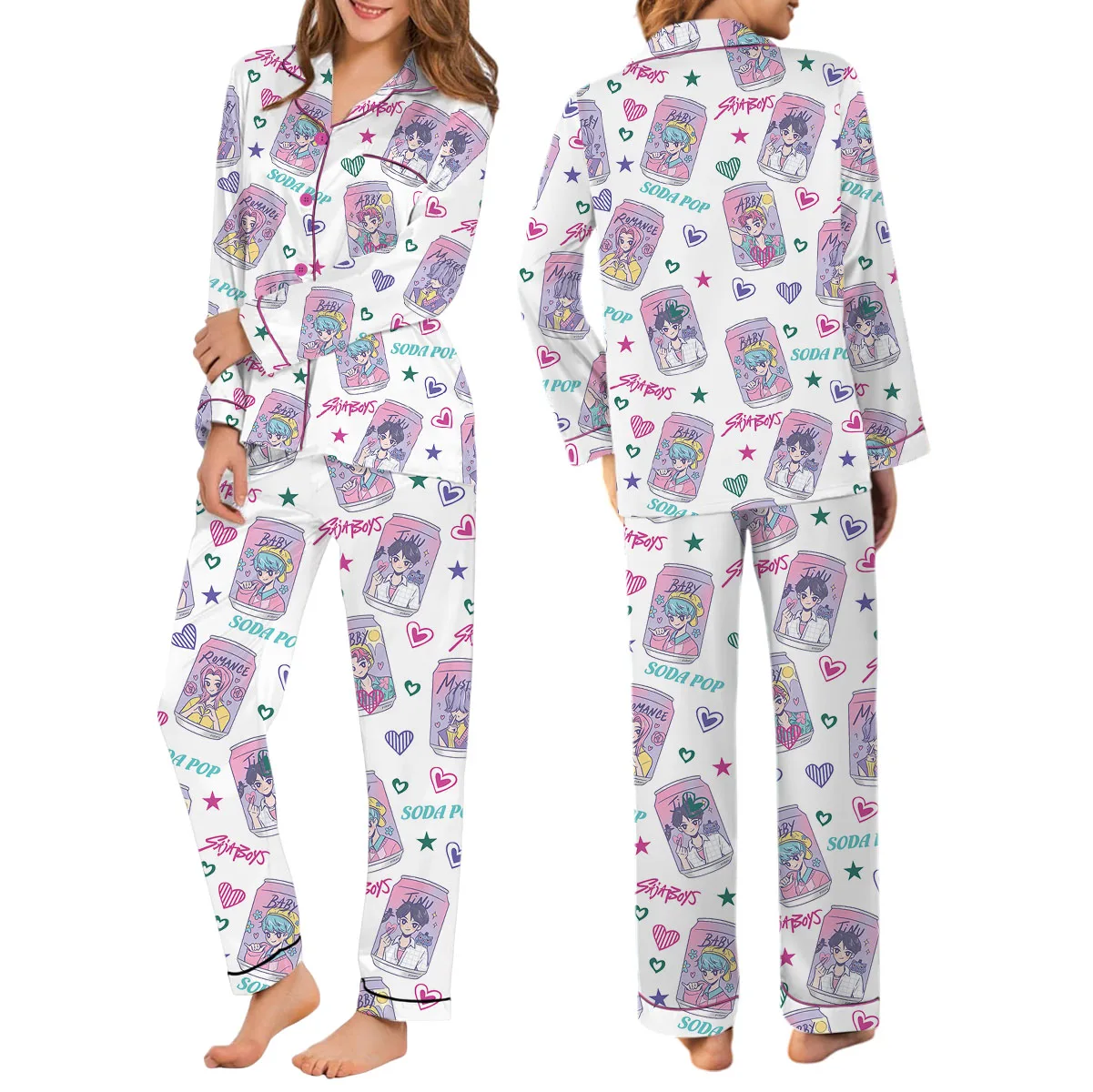 Kpop Soda Pop Satin Pajamas Set For Women