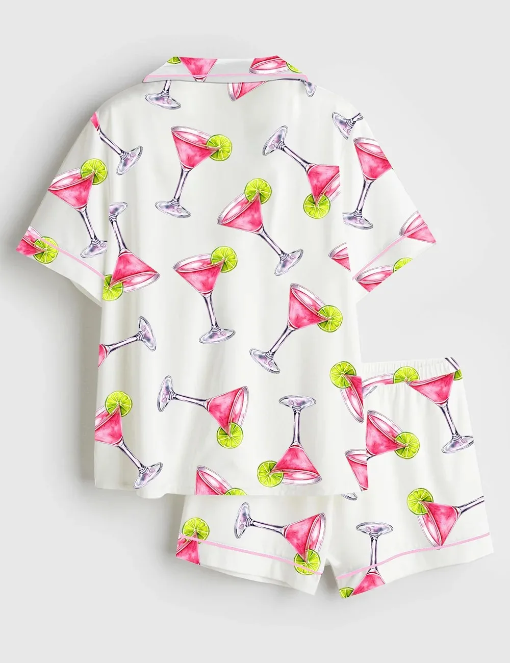 Pink Cosmopolitan Cocktail Cosmo Drink Weddings & Parties Satin Pajama Set (1)
