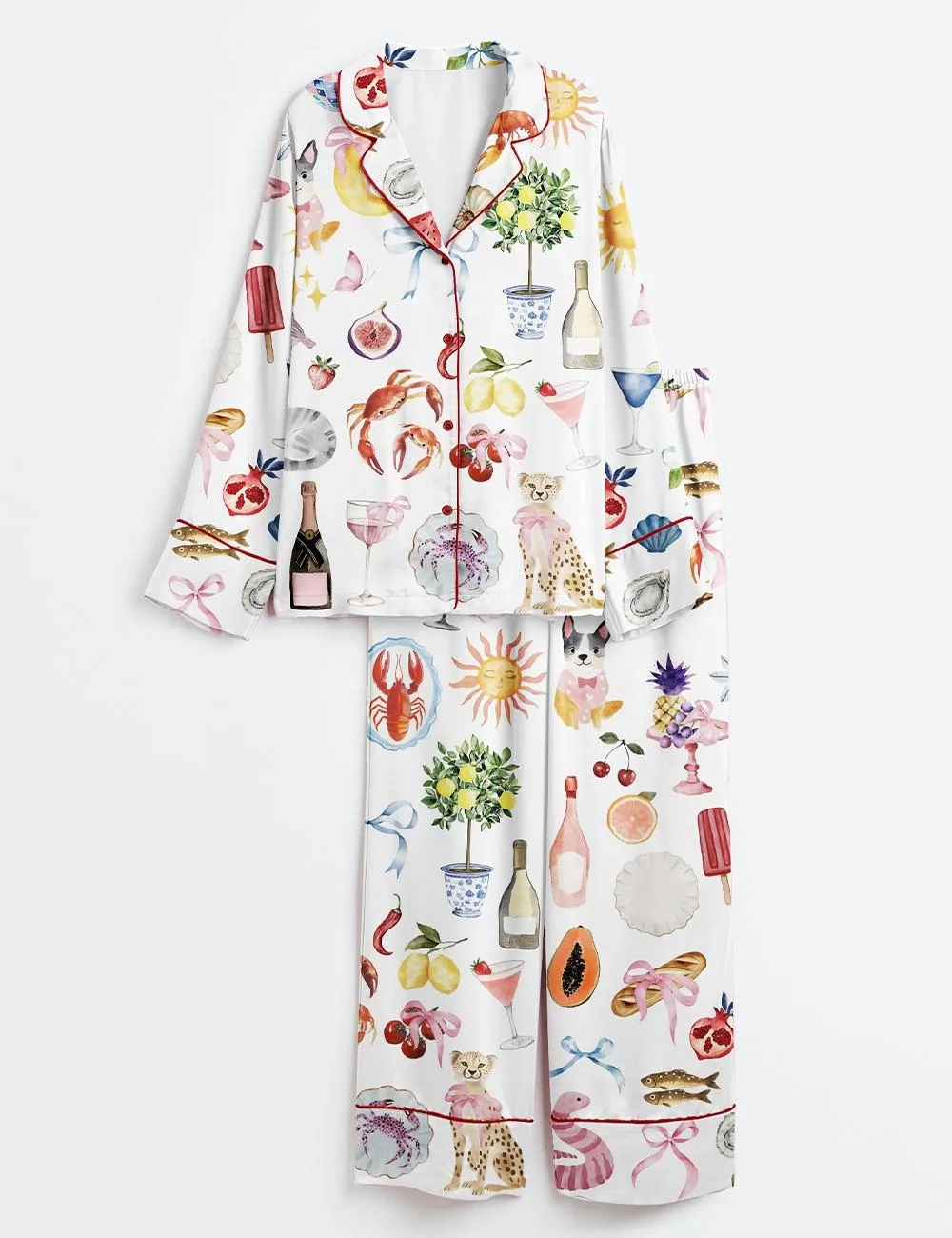 Whimsical Wedding Dolce Vita Wedding Coquette Mediterranean Satin Pajama Set (1)