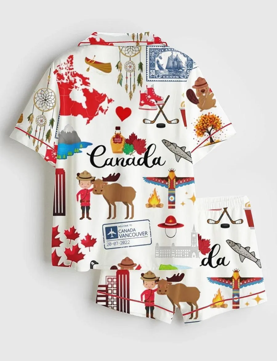 Women's Canada Travel Satin Pajama Set (1)