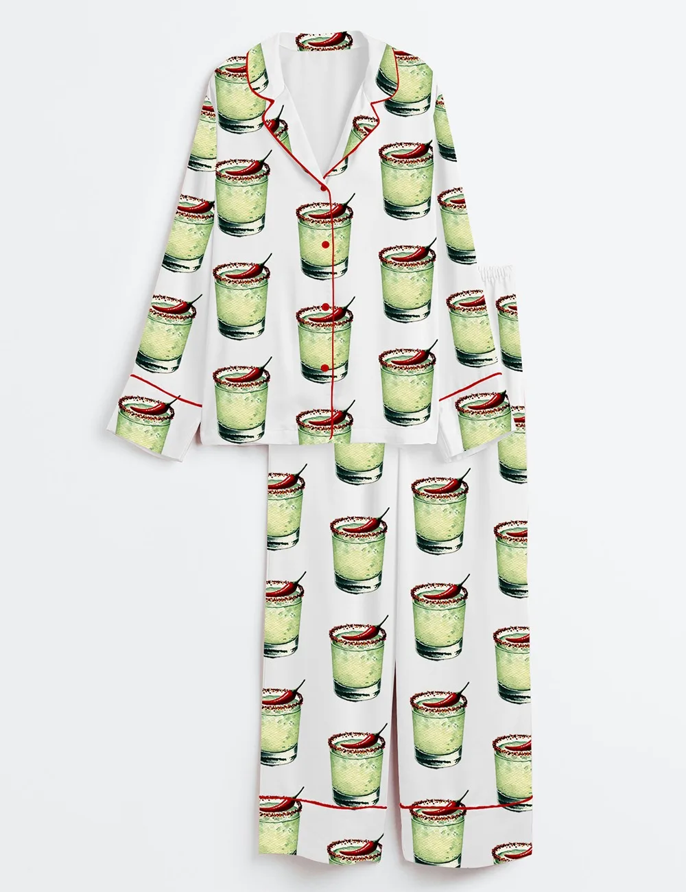 Women’s Chili Martini Cocktail Whiskey Satin Pajama Set (1)