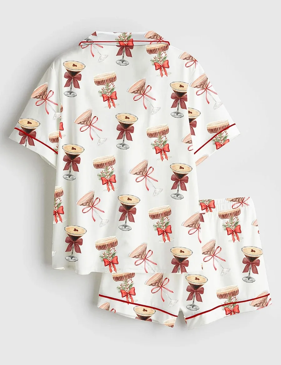 Women’s Espresso Martini Christmas Tini Time Social Club Martini Lover Satin Pajama Set