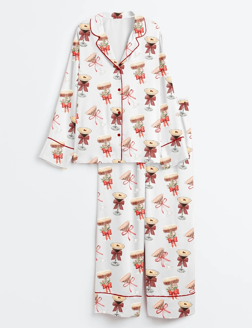 Women’s Espresso Martini Christmas Tini Time Social Club Martini Lover Satin Pajama Set