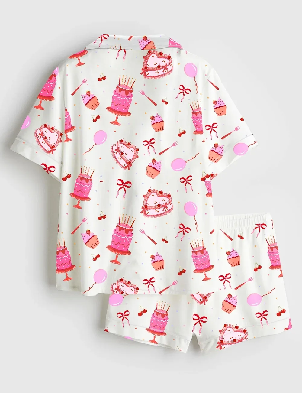 Women’s Happy Birthday Cake Satin Pajama Set (1)