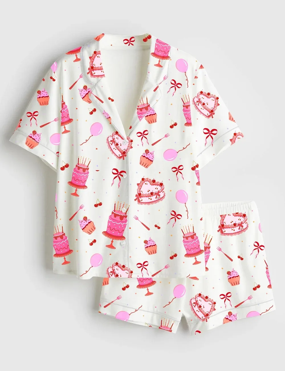 Women’s Happy Birthday Cake Satin Pajama Set (1)