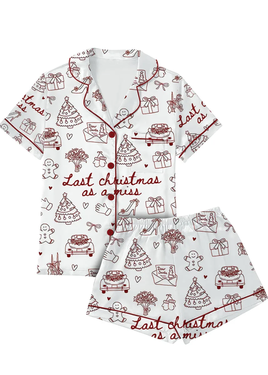 Women’s Christmas Bride To Be Last Christmas As A Miss Satin Pajama Set - Image 6
