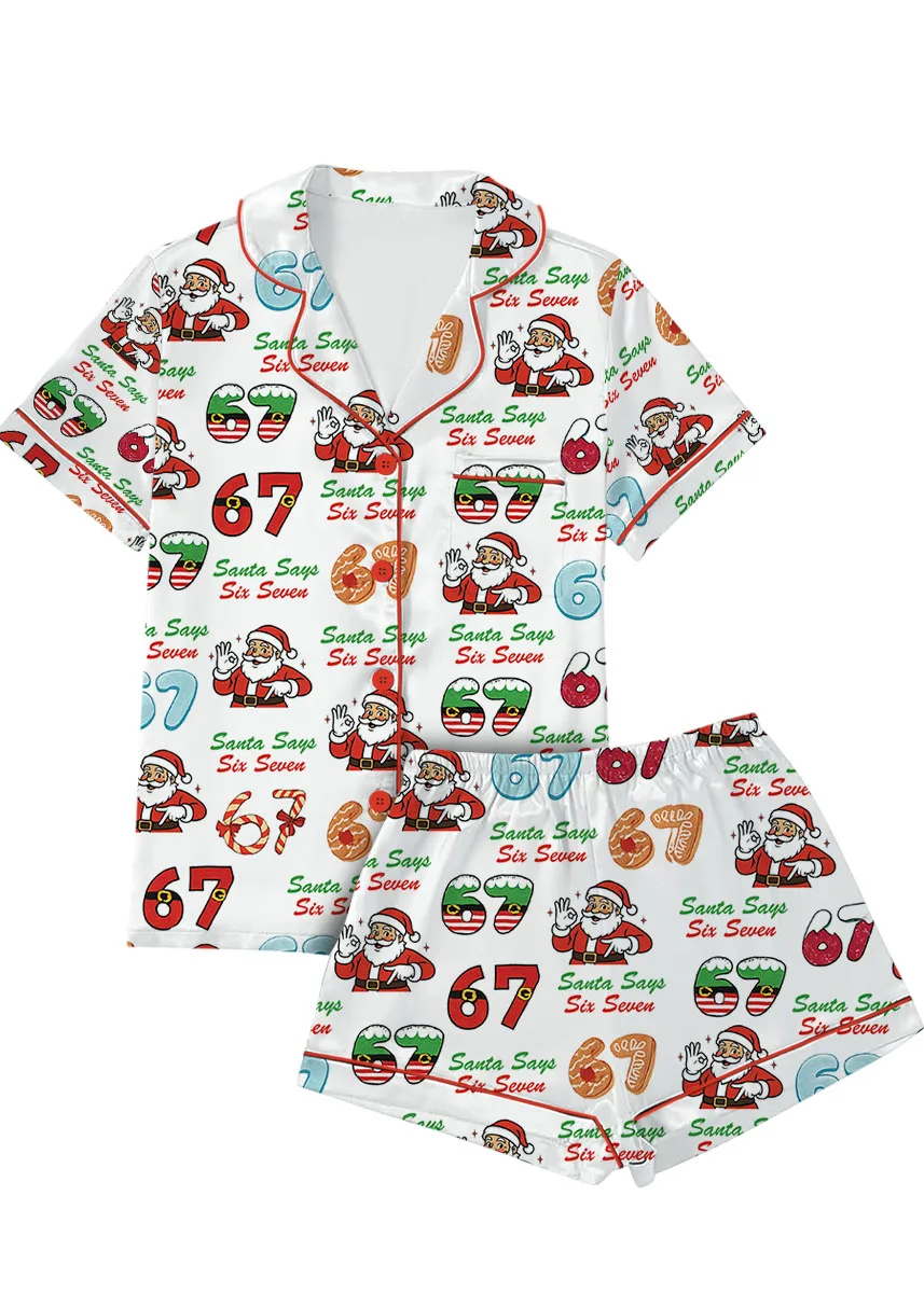 Santa Says Six Seven Satin Pajamas Set For Women