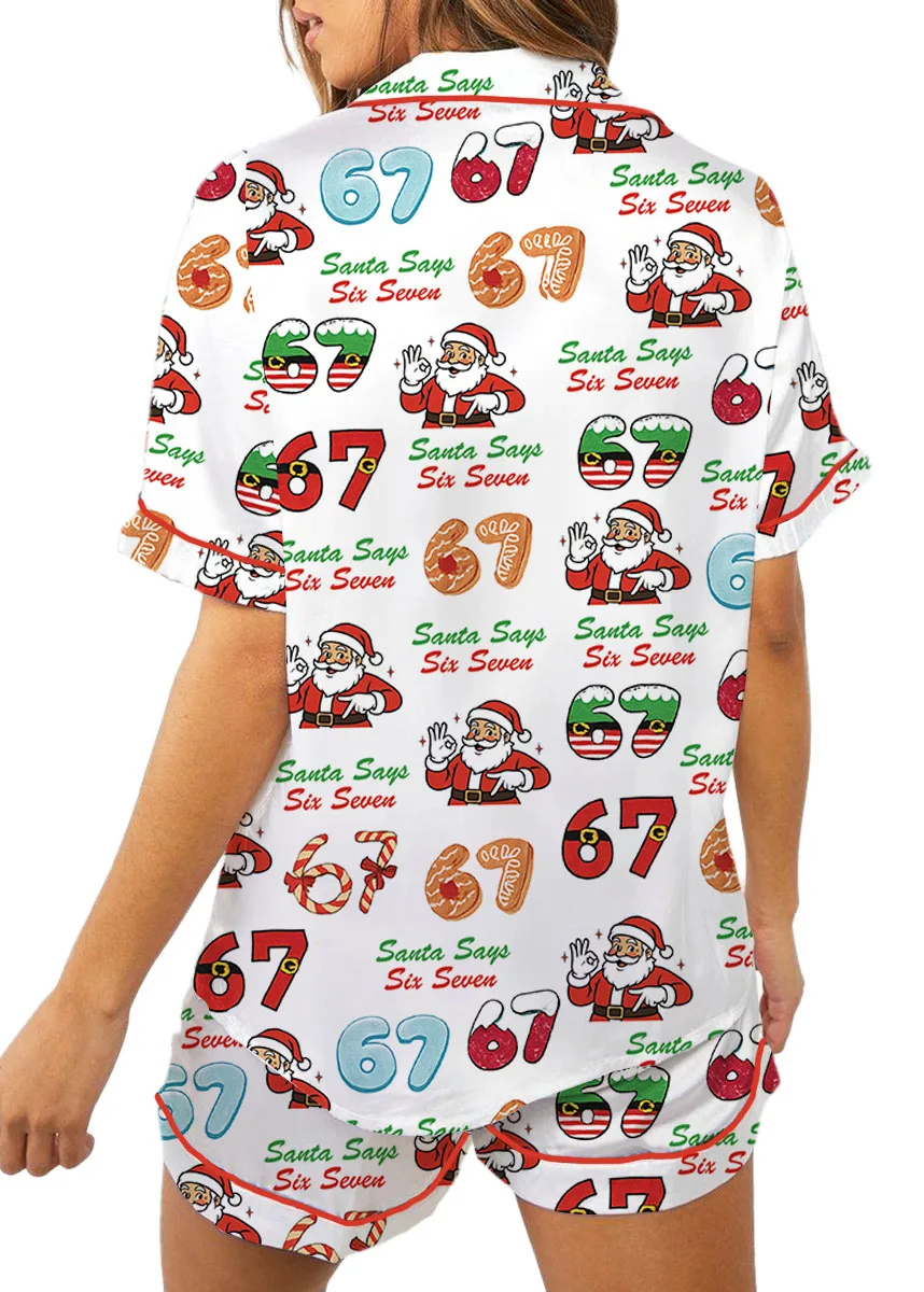 Santa Says Six Seven Satin Pajamas Set For Women