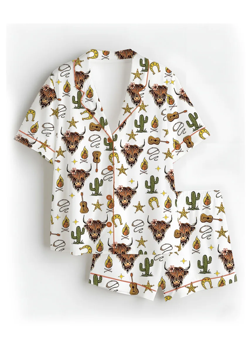 Women’s Rustic Americana Western Satin Pajama Set For Women