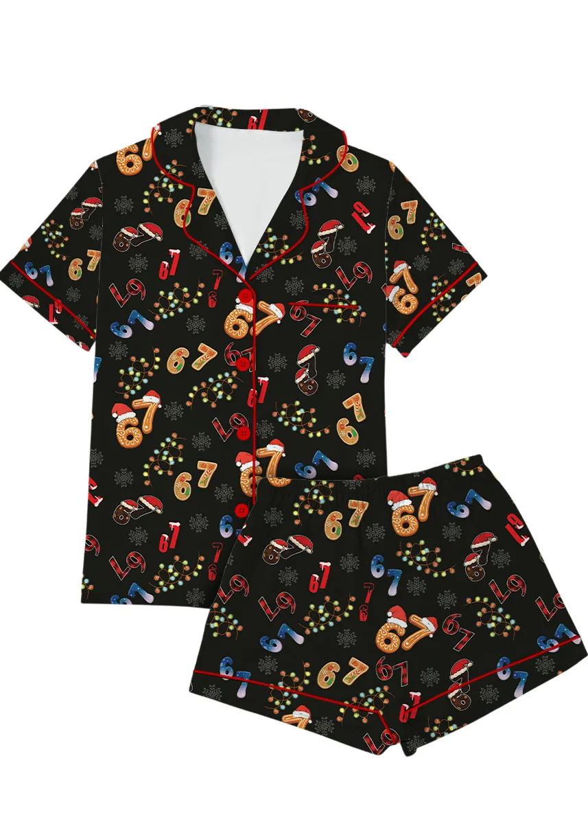 Trendy Six Seven Meme Christmas Satin Pajama Set, Santa Says Six Seven Pajamas Pants, Six Seven Satin Pajamas Set