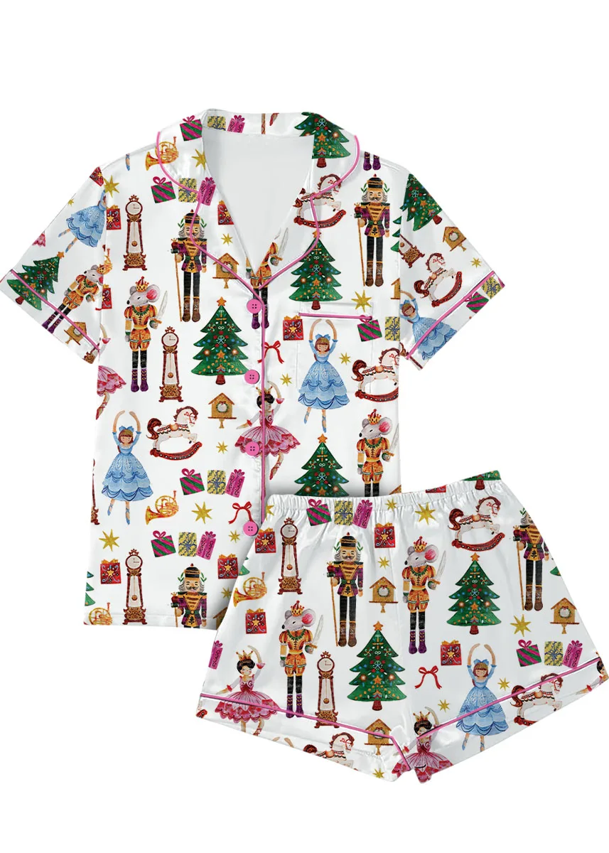 Nutcracker Ballet Satin Pajamas Set, Christmas Pajamas, Christmas Nutcracker Pajamas, Nutcracker Pajamas, Family Christmas Cozy Season Pjs
