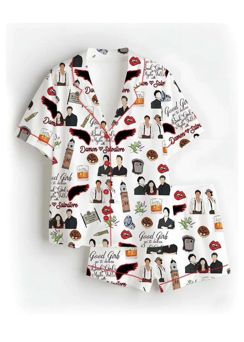 Vampire Diaries TV Series Satin Pajamas Set For Women
