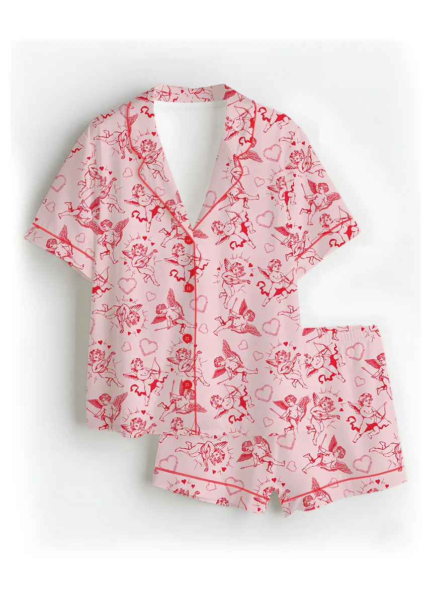 Romantic Valentine's Day Satin Pajamas Set For Women