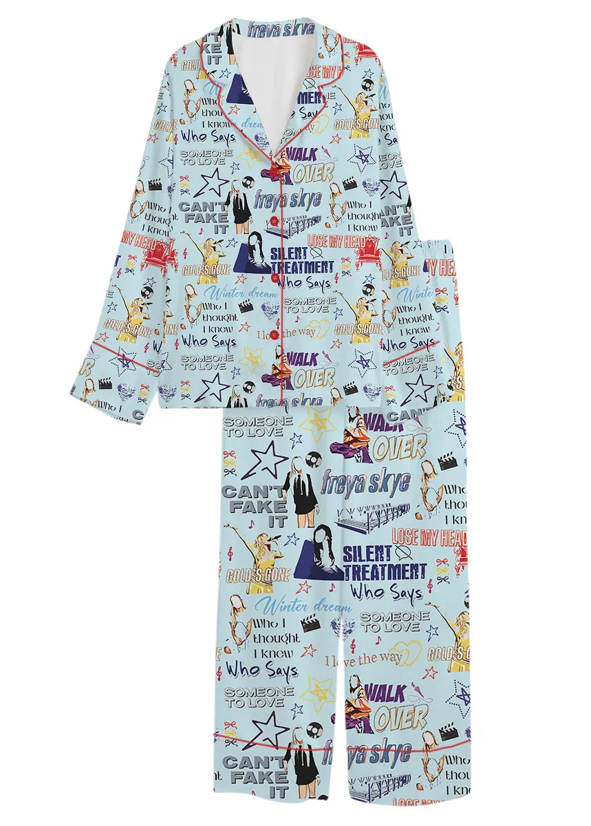 Aesthetic Star Satin Pajamas Set For Women - Image 13