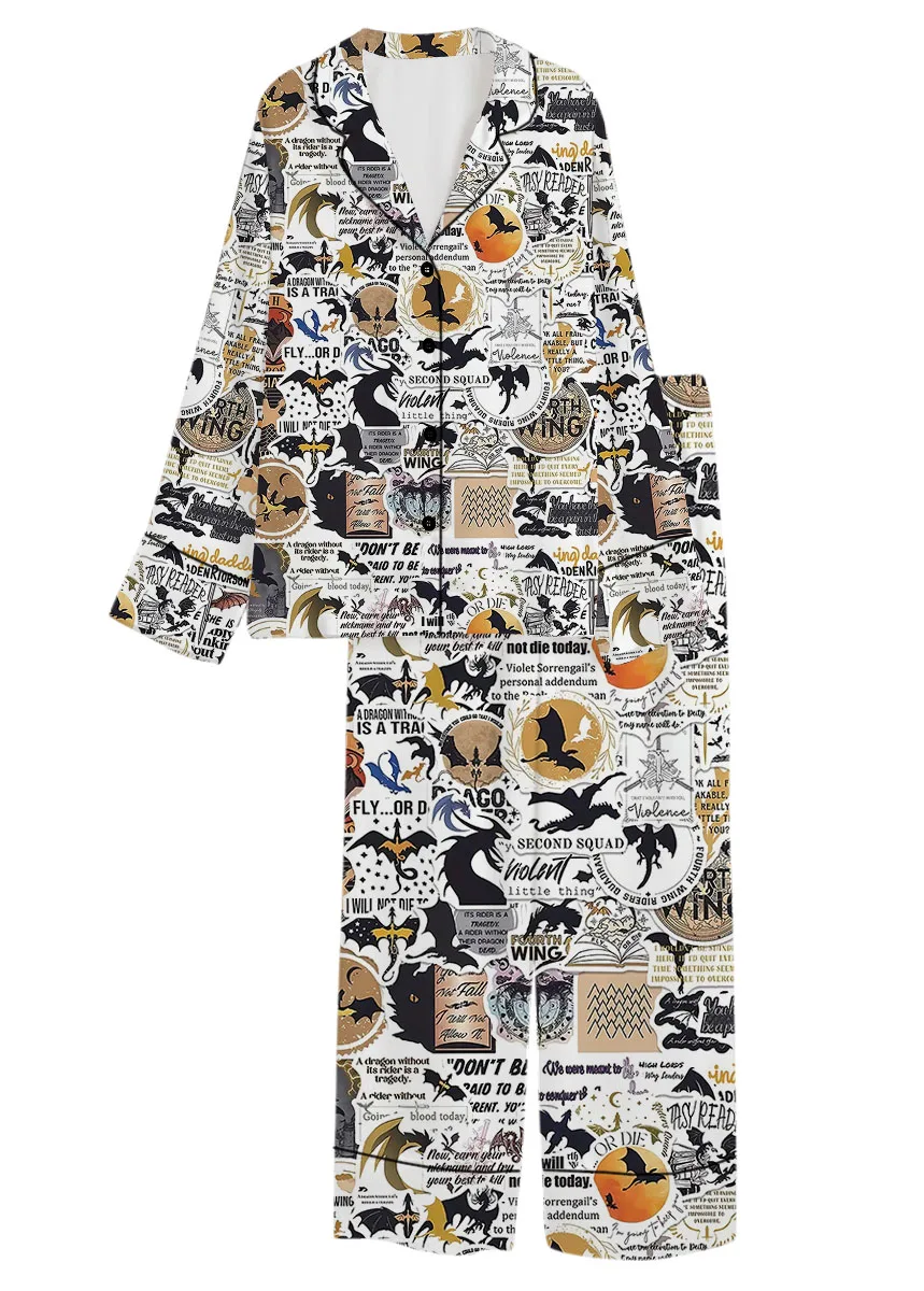 Women's Book Series Pajamas Set For Women, White Color, US Size S-5XL - Image 13