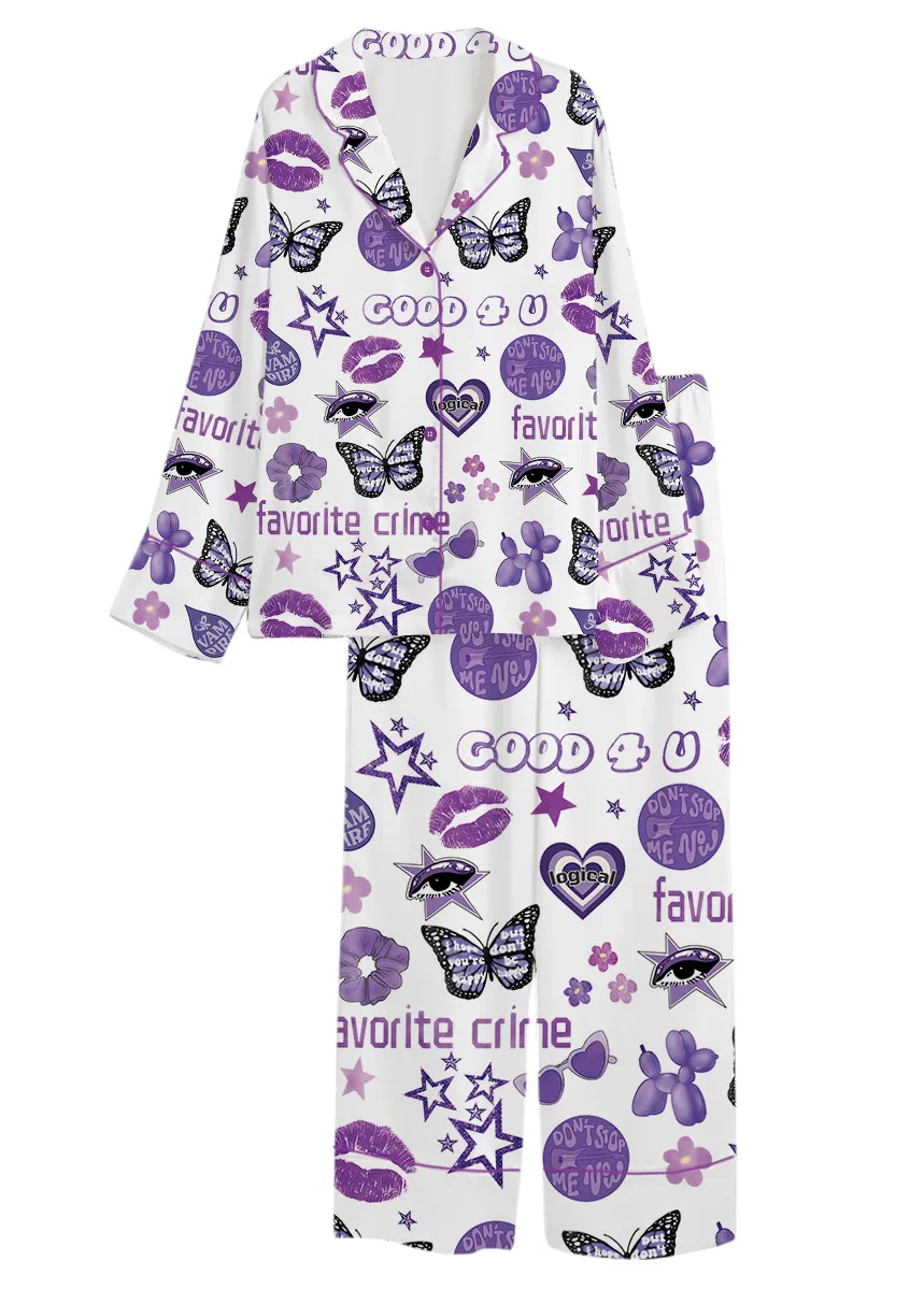 Women's Good 4U Favorite Crime Pajamas Set For Women, White Color, US Size S-5XL - Image 12